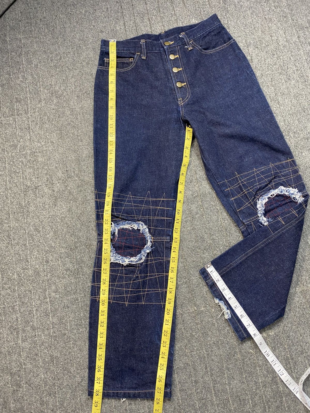 Japanese Brand Hype Japanese Distressed Knee Indigo Denim Jeans Baggy 28 29 Size 29" - 11 Thumbnail