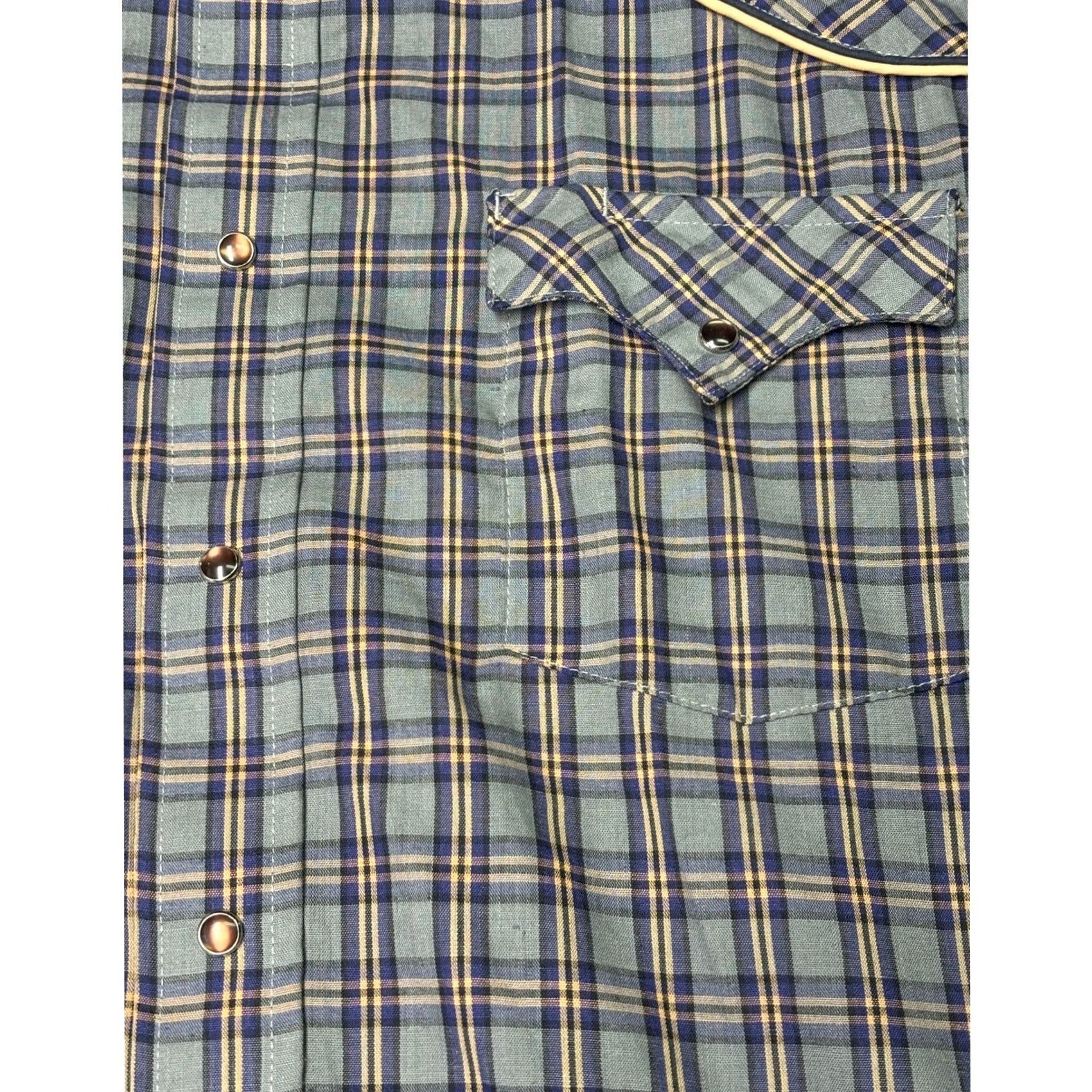 Vintage Kenny Rogers Western Collection by Karman Plaid Snap Front Mens 15.5 34 Made USA Shirt Long Sleeve Blue Plaid Cowboy Shirt Mens Size US M / EU 48-50 / 2 - 2 Thumbnail