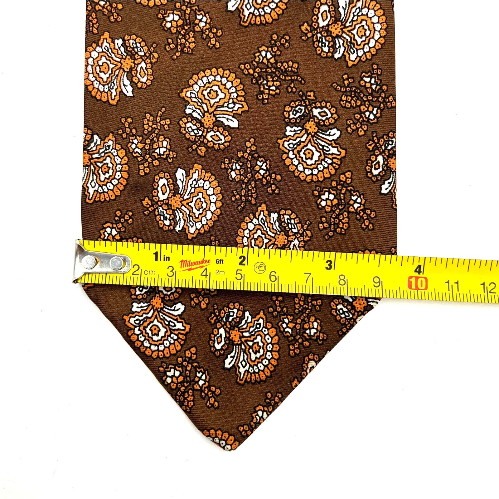 Vintage 80s Christian Dior Silk Tie Floral Motif Brown