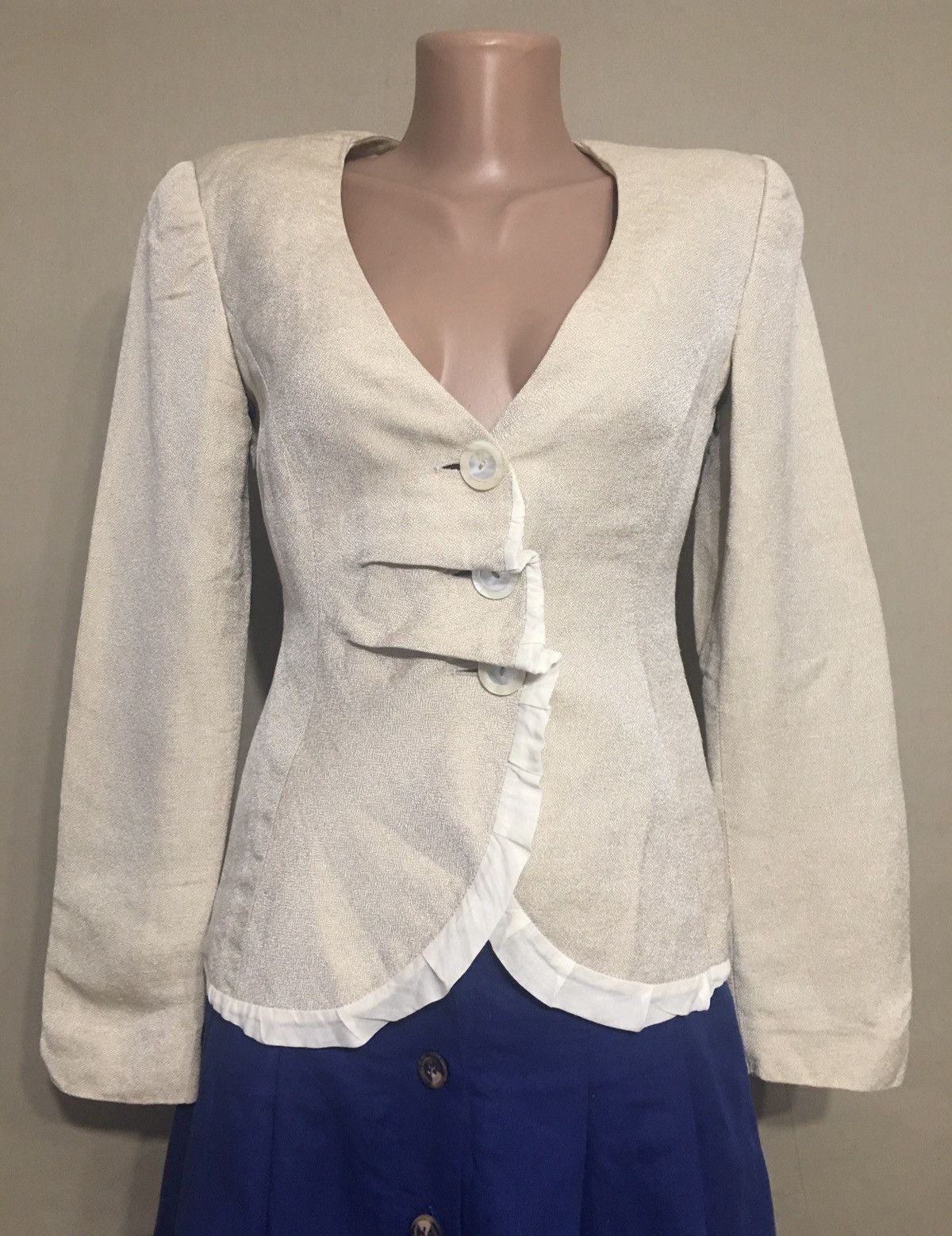 Emporio Armani × Giorgio Armani EMPORIO ARMANI Linen Cream Italy Design Blazer Jacket IT 38 Size XS / US 0-2 / IT 36-38 - 1 Thumbnail