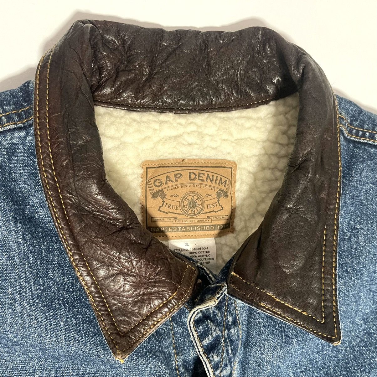 Gap GAP Denim Sherpa Trucker Vest Leather Trim Size XL Size US XL / EU 56 / 4 - 3 Thumbnail