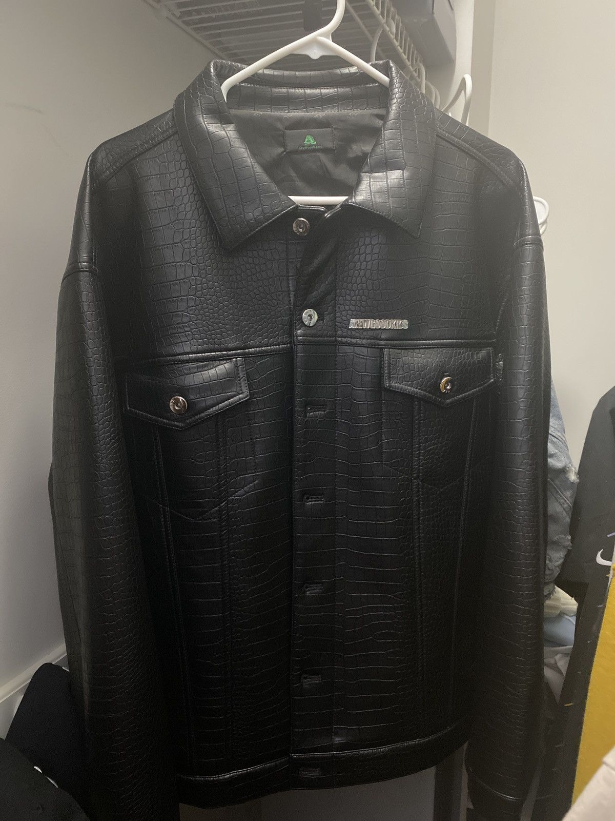 image of A Few Good Kids Don Care Leather Jacket in Black (Size Medium)
