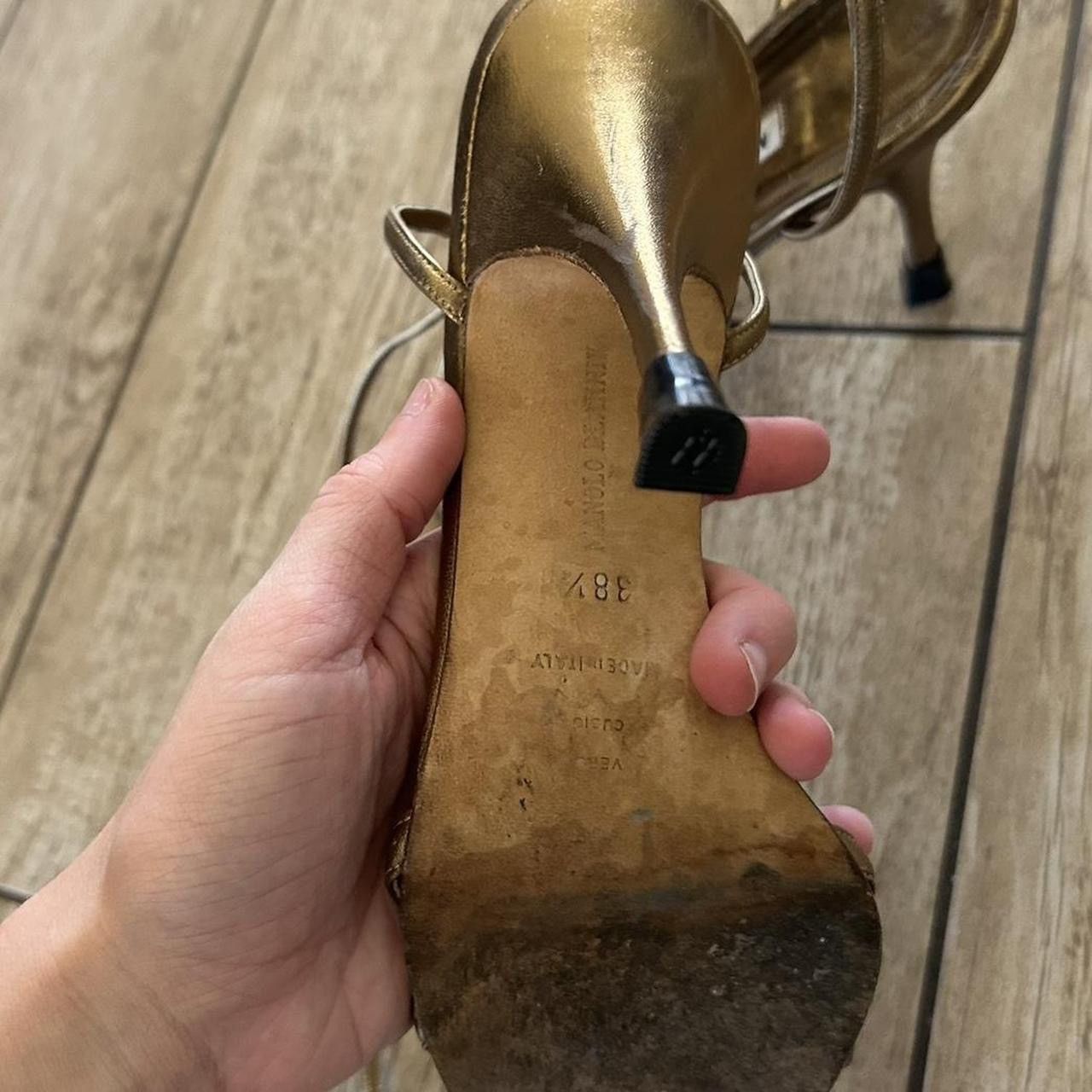 Manolo Blahnik Gold strappy manolo Size US 7.5 / IT 37.5 - 2 Thumbnail