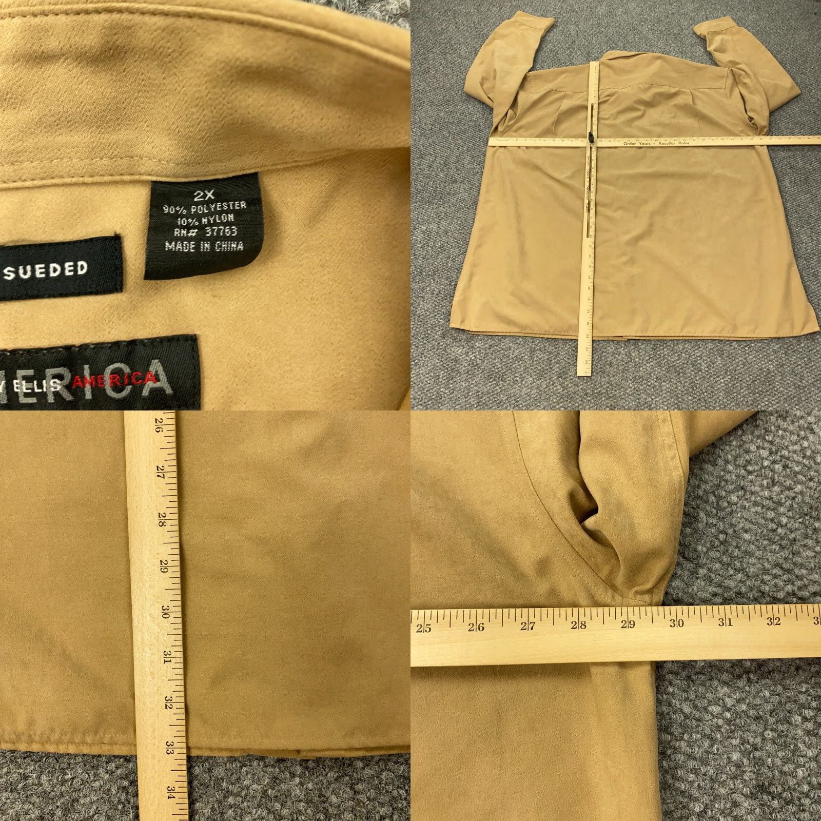 Perry Ellis Perry Ellis America Sueded Shirt Mens Big 2X Brown Polyester Blend Long Sleeve Button-Up Shirt Size US XXL / EU 58 / 5 - 8 Thumbnail