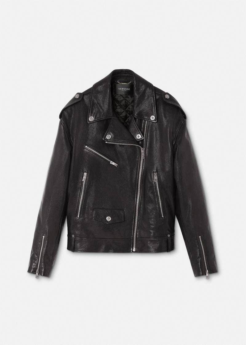 Versace o1y0226 Leather Biker Jacket in Black Size XS / US 0-2 / IT 36-38 - 1 Thumbnail