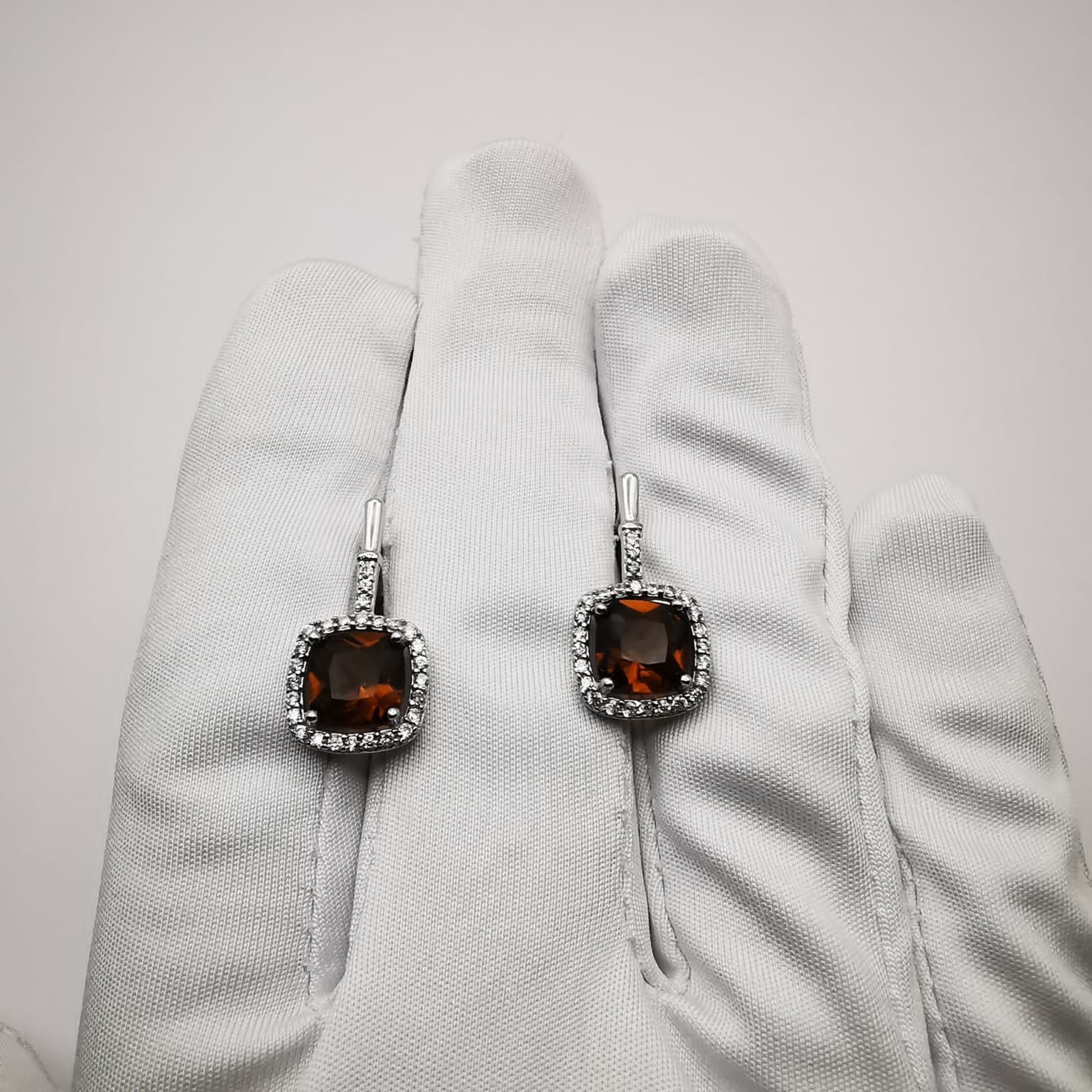 Sterling Silver Vintage Earrings, 925 Sterling Silver, Cetrine, Zircon Size ONE SIZE - 7 Thumbnail