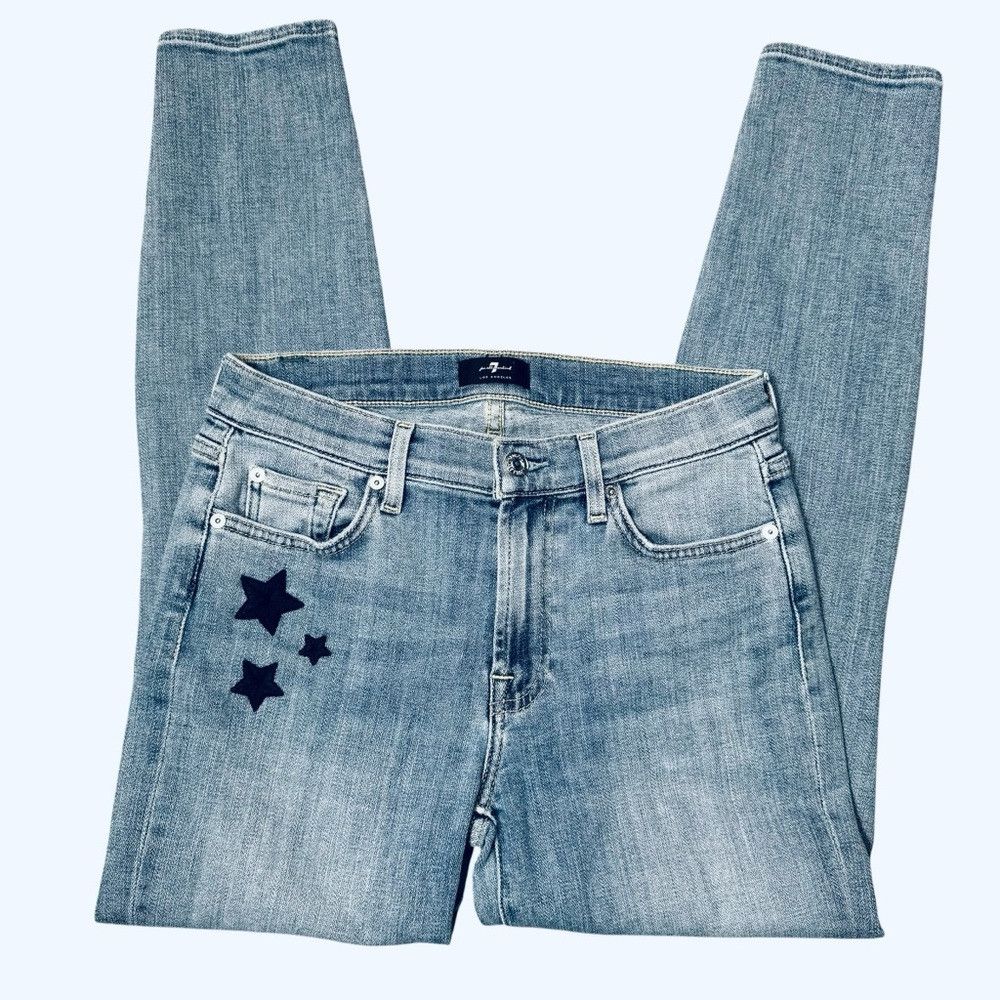 7 For All Mankind 7 For All Mankind Star Embroidered Ankle Skinny Jeans 27 Size 27" / US 4 / IT 40 - 4 Thumbnail