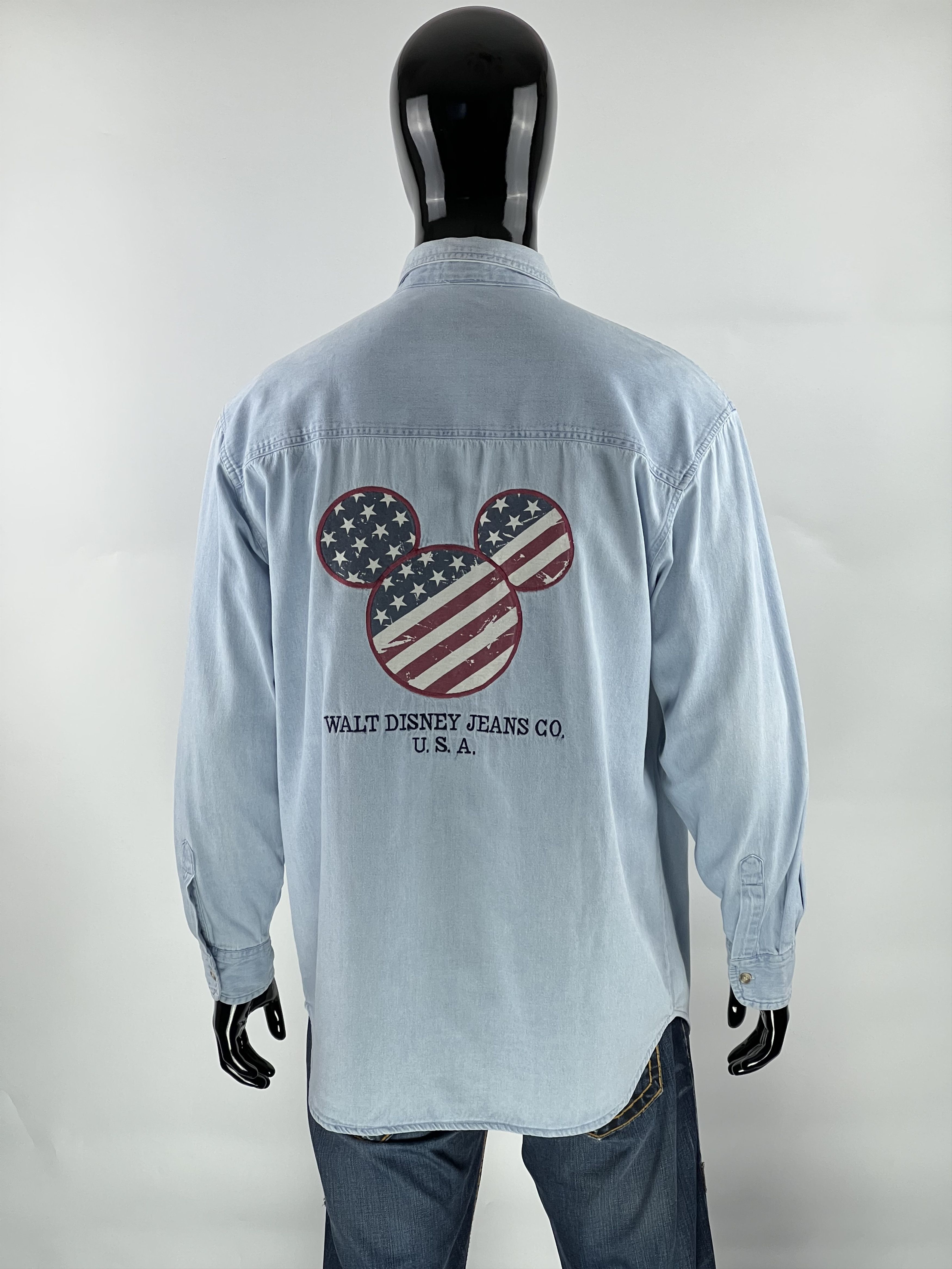 Disney × Vintage 90s Walt Disney Jeans Co Mickey Mouse Denim Overshirt Size M Size US M / EU 48-50 / 2 - 1 Thumbnail