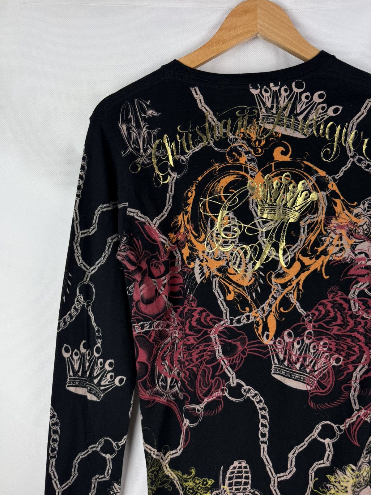 Christian Audigier Christian Audigier Y2K Overprinted Long Sleeve T Shirt Size L / US 10 / IT 46 - 18 Thumbnail