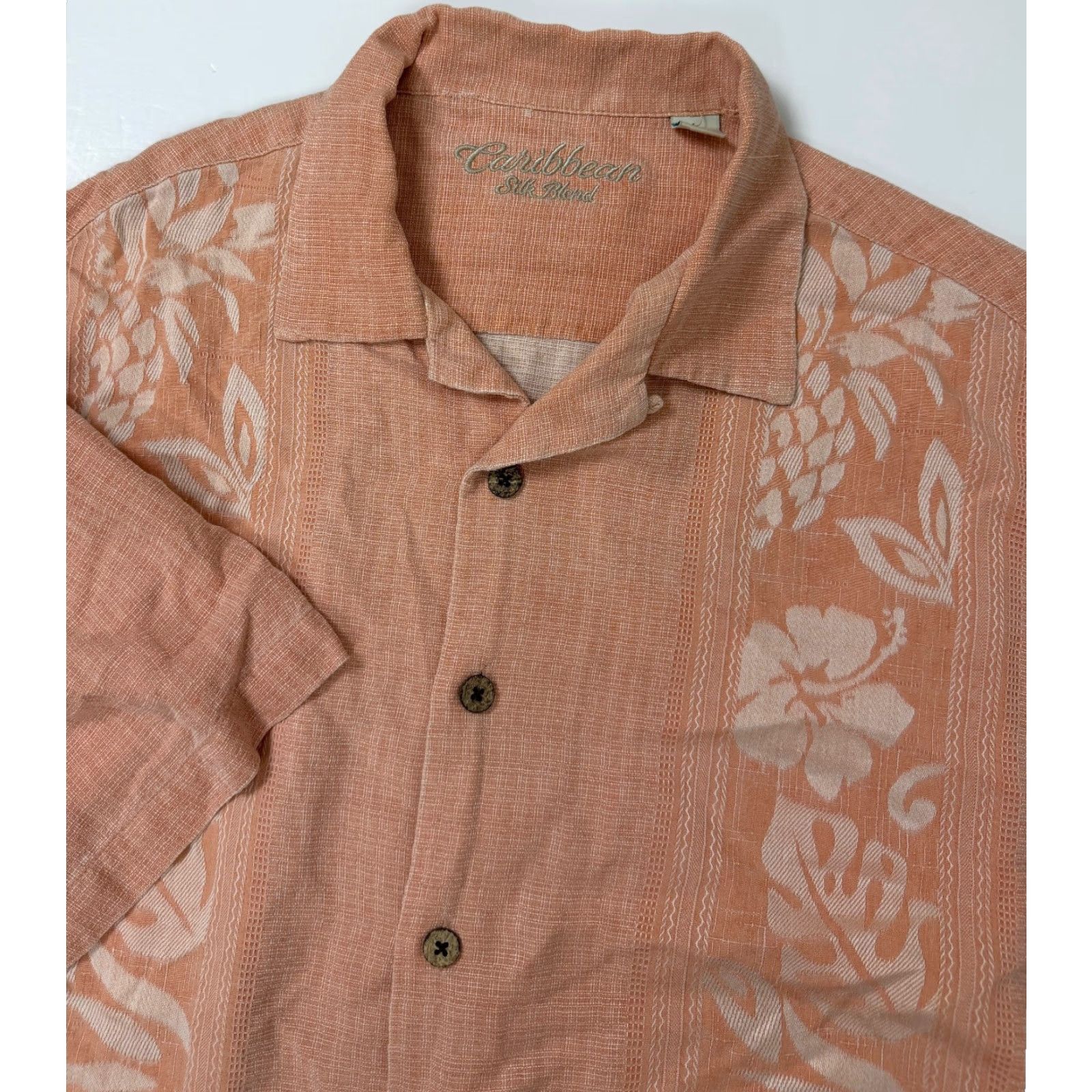 Vintage VINTAGE Caribbean Silk Blend Shirt Men L Floral Jacquard Panel Minimal Camp Garment Dyed Size US L / EU 52-54 / 3 - 2 Thumbnail