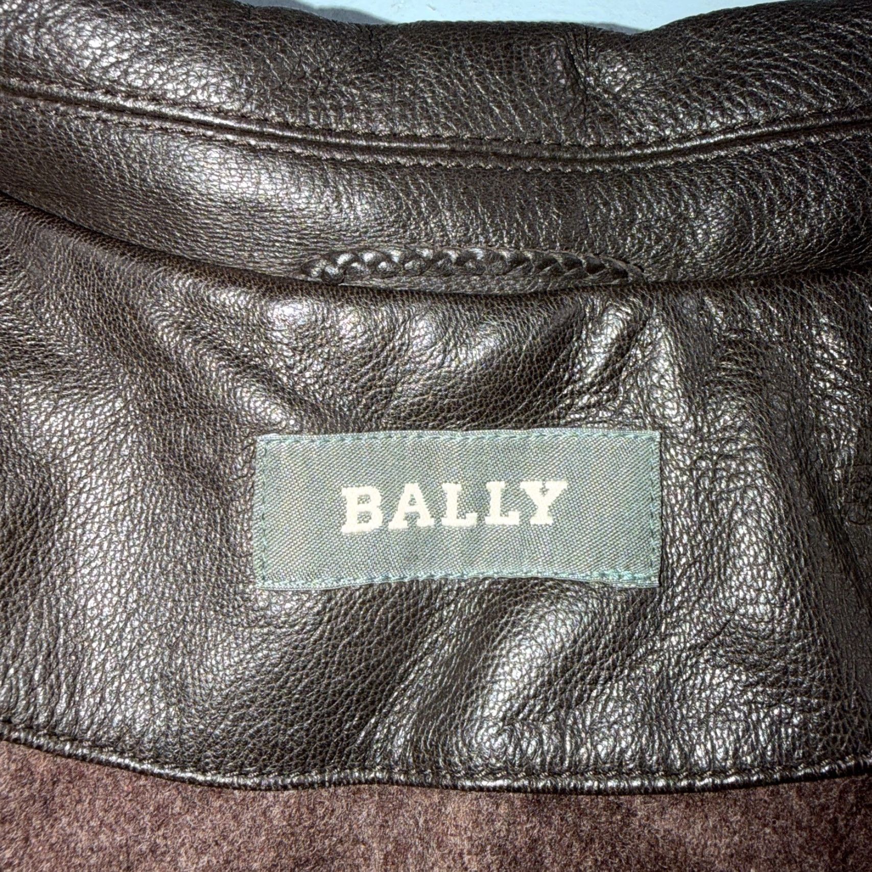 Bally Bally Leather Jacket Mens Bomber Jacket Size 44 Brown Wool Lined Pockets Zip Zipper Logo Button Size US S / EU 44-46 / 1 - 3 Thumbnail