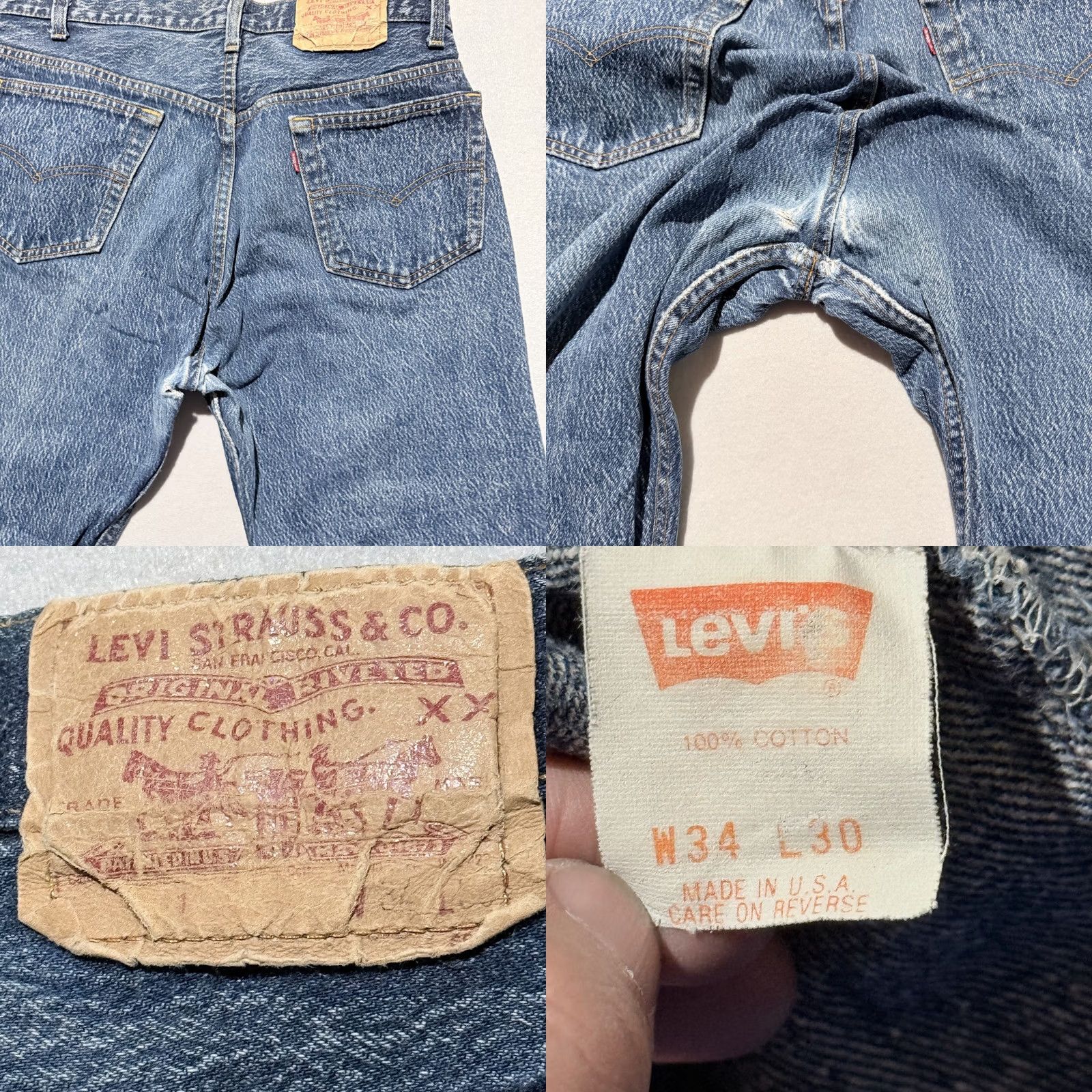 Levi's Levi's Jeans Men Blue Denim Classic Straight 34X30 USA Made 5-Pocket Logo Button Zip - Flaws Size US 34 / EU 50 - 8 Thumbnail