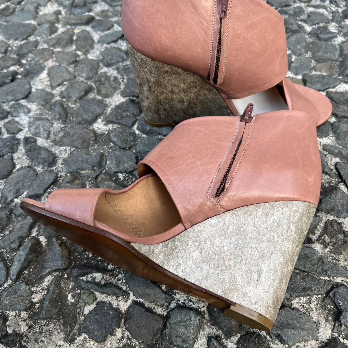Maison Margiela Maison Margiela pink leather wedge peep-toe ankle boots Size US 6 / IT 36 - 11 Thumbnail