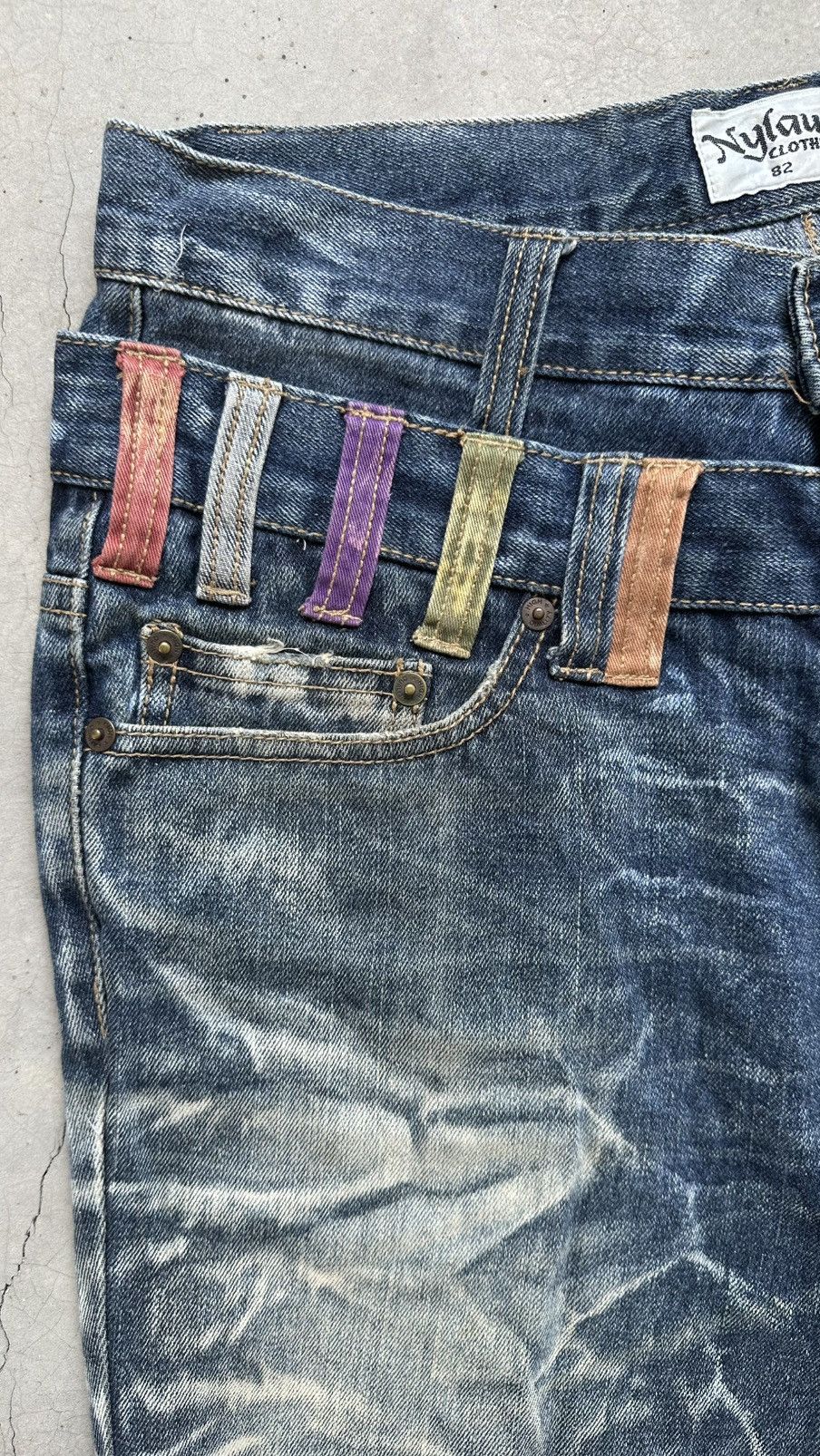 Japanese Brand VINTAGE NYLAUS DISTRESSED DOUBLE WAIST BONDAGE PUNK JEANS Size US 33 - 3 Thumbnail