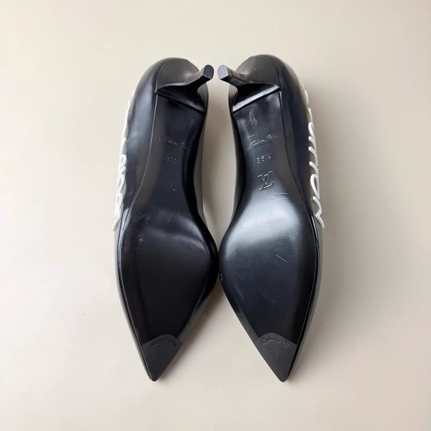 Louis Vuitton LV black and white logo heels size 36.5 Size US 6 / IT 36 - 7 Thumbnail