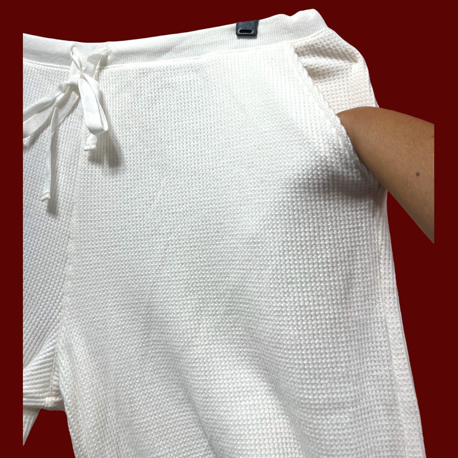 Other Stars Above - Women's Heavy Waffle Pants - White - Large Size 36" / US 14 / IT 50 - 12 Thumbnail
