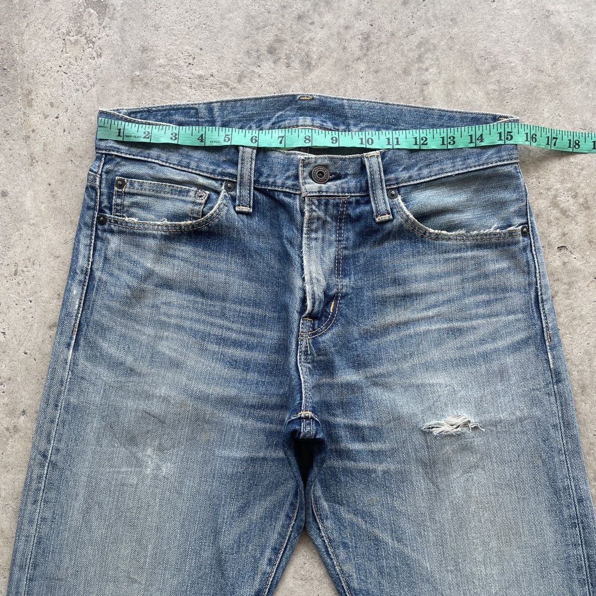 Japanese Brand Vintage Back Number Japan Faded Jeans Distressed Pants W31 Size US 31 - 5 Thumbnail