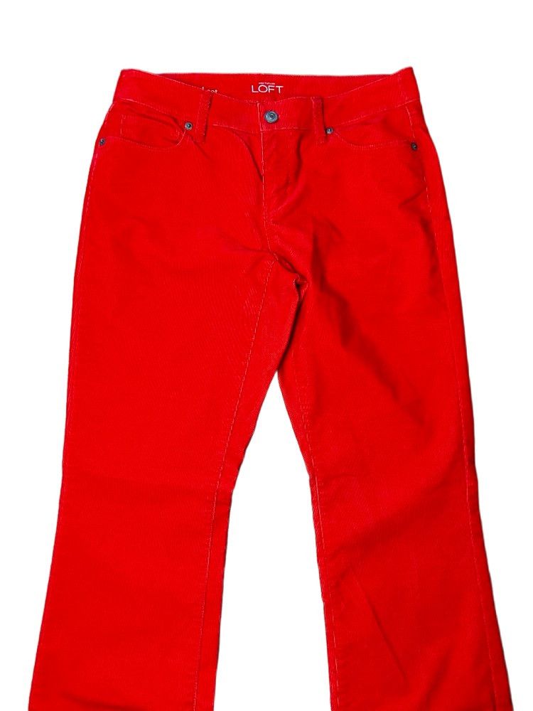 Ann Taylor Ann Taylor Loft Red Corduroy Curvy Boot Cut Jeans Size 27" / US 4 / IT 40 - 1 Thumbnail