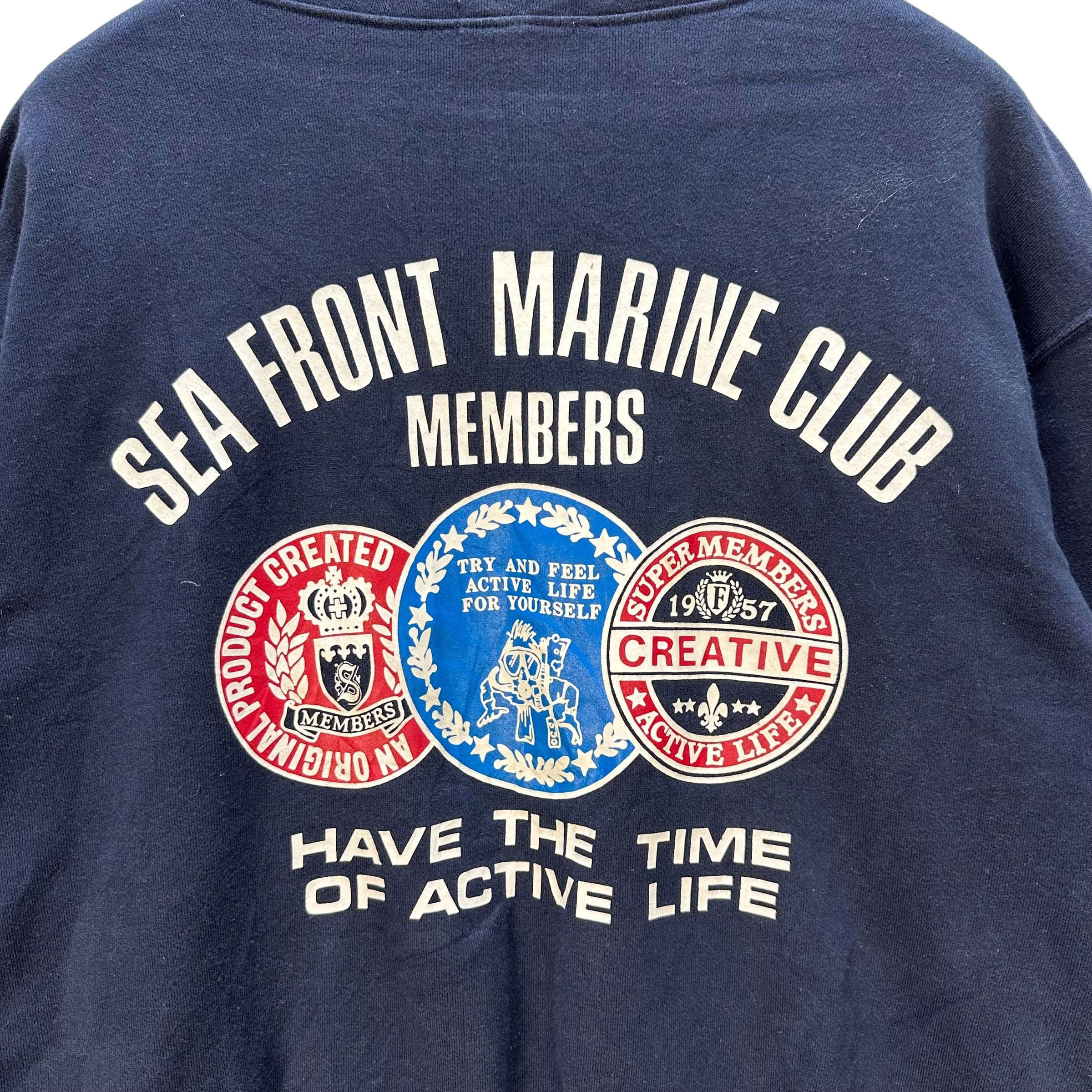 Japanese Brand SEA FRONT MARINE CLUB MEMBER PULLOVER HOODIES #9064-53 Size US S / EU 44-46 / 1 - 2 Thumbnail