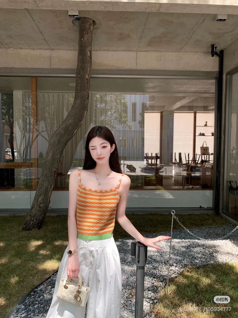 Chanel Chanel Orange cashmere striped vest Size XS / US 0-2 / IT 36-38 - 6 Thumbnail