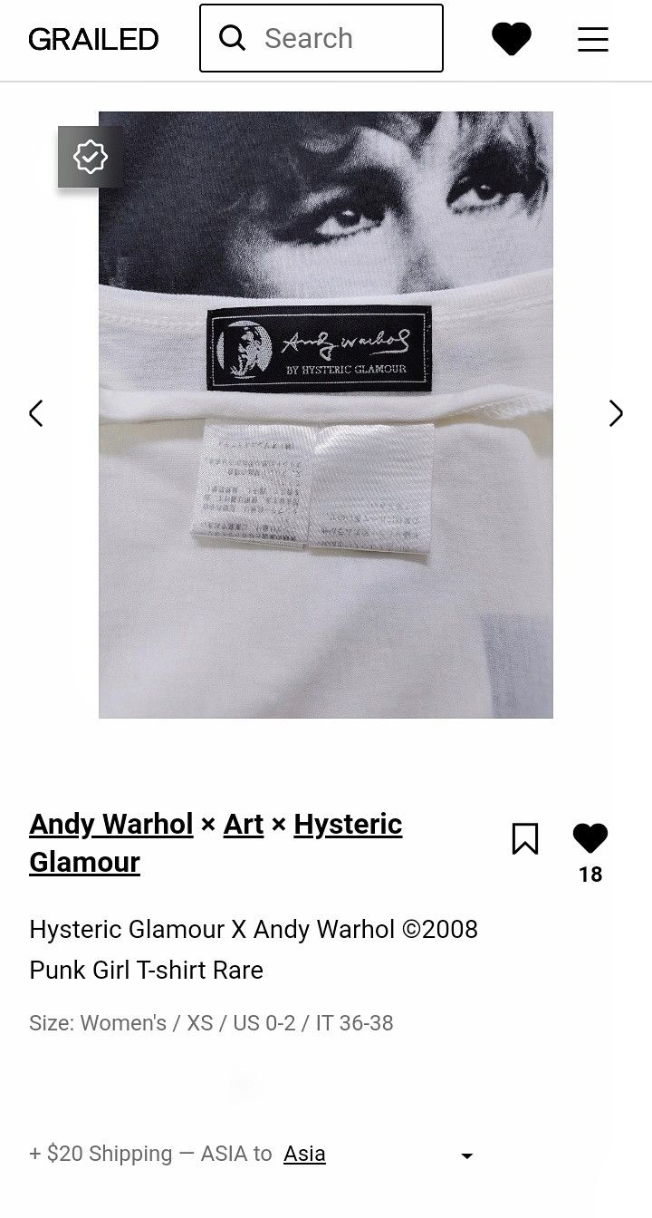 Andy Warhol × Hysteric Glamour Hysteric Glamour X Andy Warhol ©2008 Punk Girl T-shirt Rare Size XS / US 0-2 / IT 36-38 - 23 Thumbnail