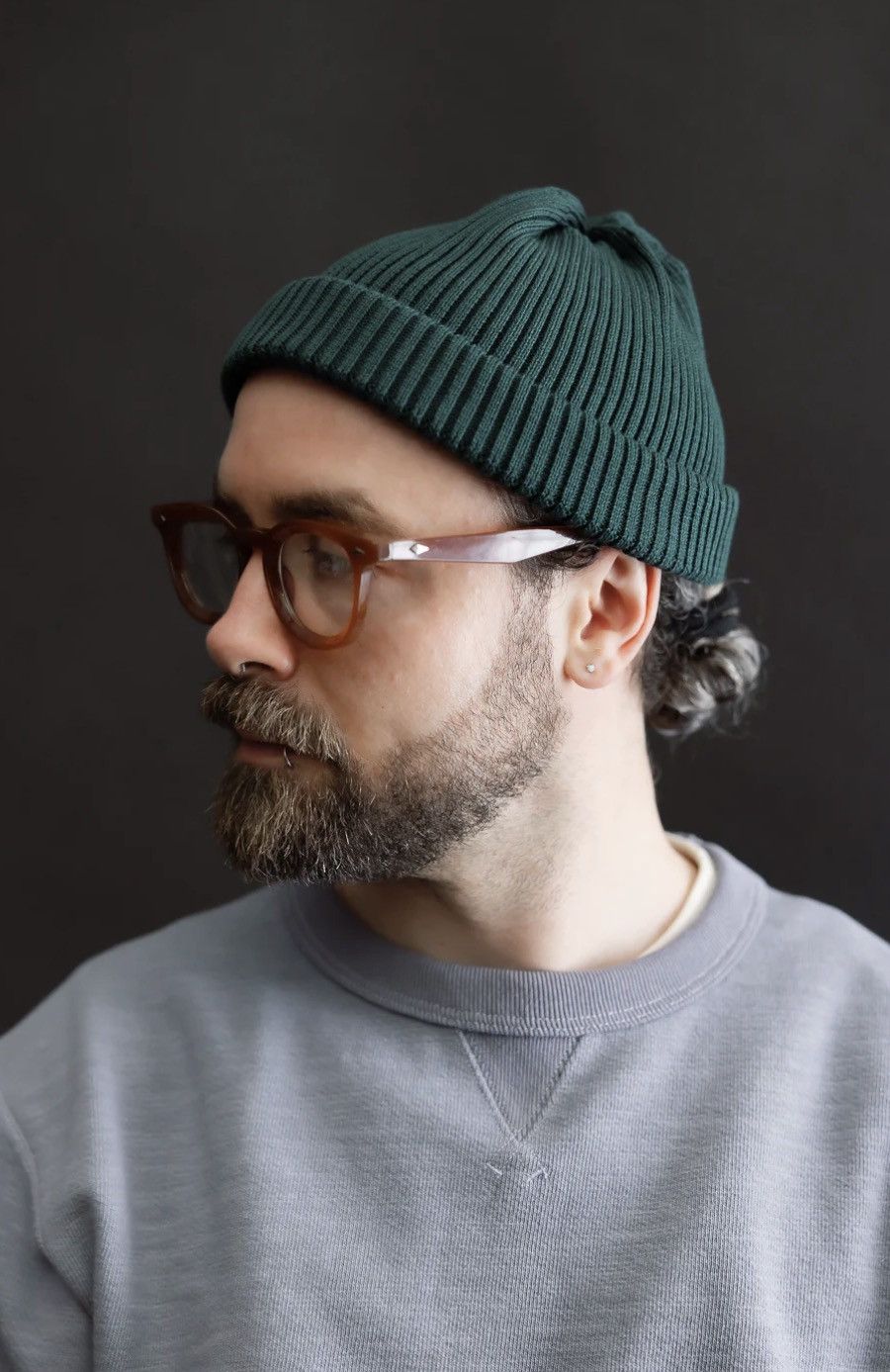 ROTOTO Cotton Roll-Up Beanie - Forest Green Size ONE SIZE - 5 Thumbnail