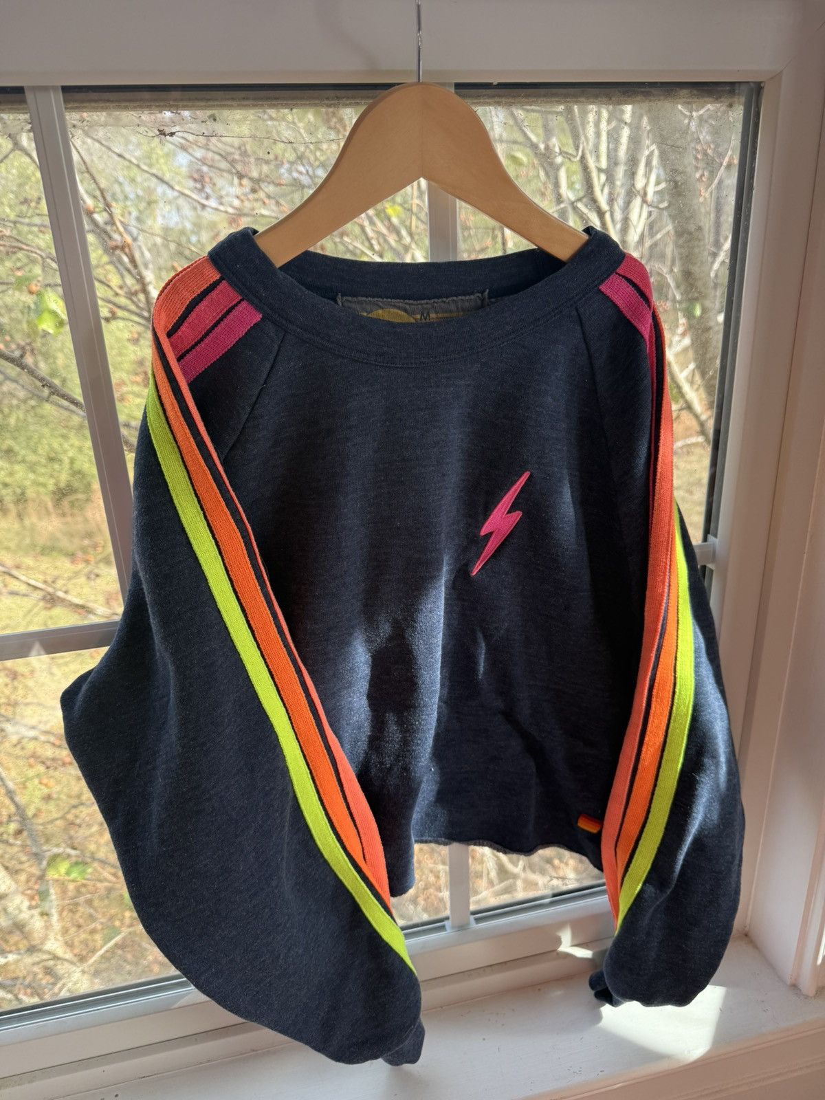 Aviator Nation Aviator Nation Bolt Cropped Classic Crewneck in Heather Navy Size M / US 6-8 / IT 42-44 - 1 Thumbnail