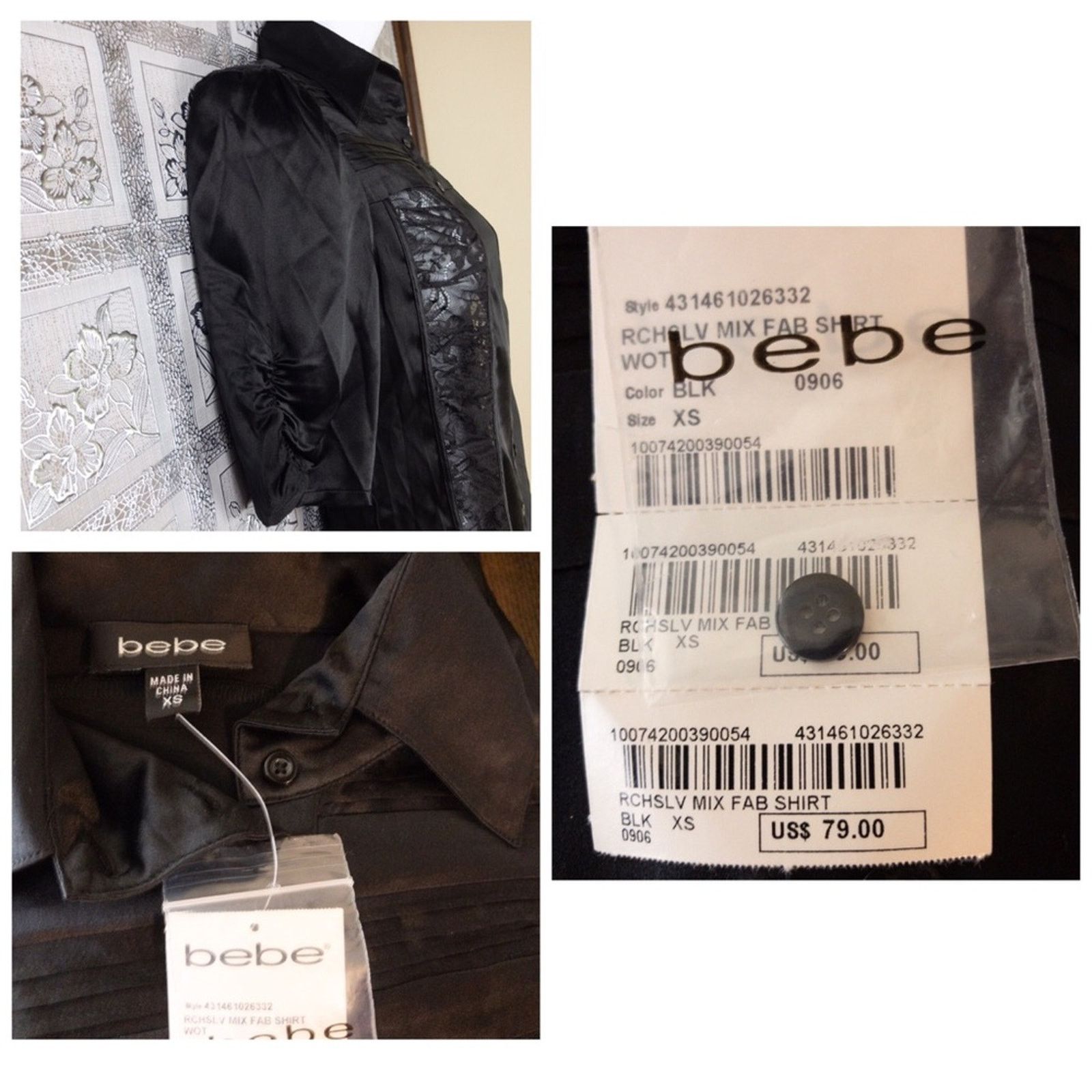 Bebe NWT Bebe Black Silk Floral Button Down Shirt Size XS / US 0-2 / IT 36-38 - 8 Thumbnail
