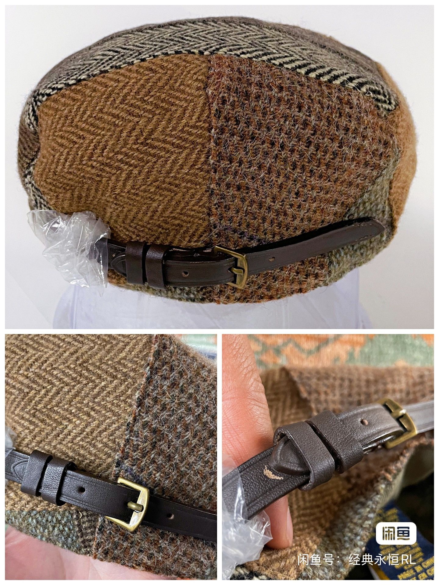 Ralph Lauren × Rugby Ralph Lauren Ralph Lauren Rugby Wool Tweed Patchwork Flat Cap Beret Hat Size ONE SIZE - 3 Thumbnail