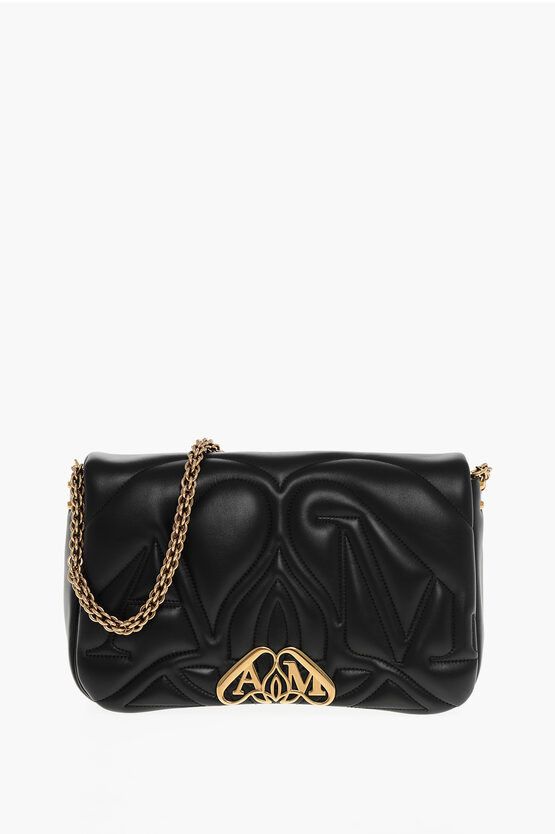 Alexander Mcqueen Quilted Leather The Seal Shoulder Bag in Black, Women's