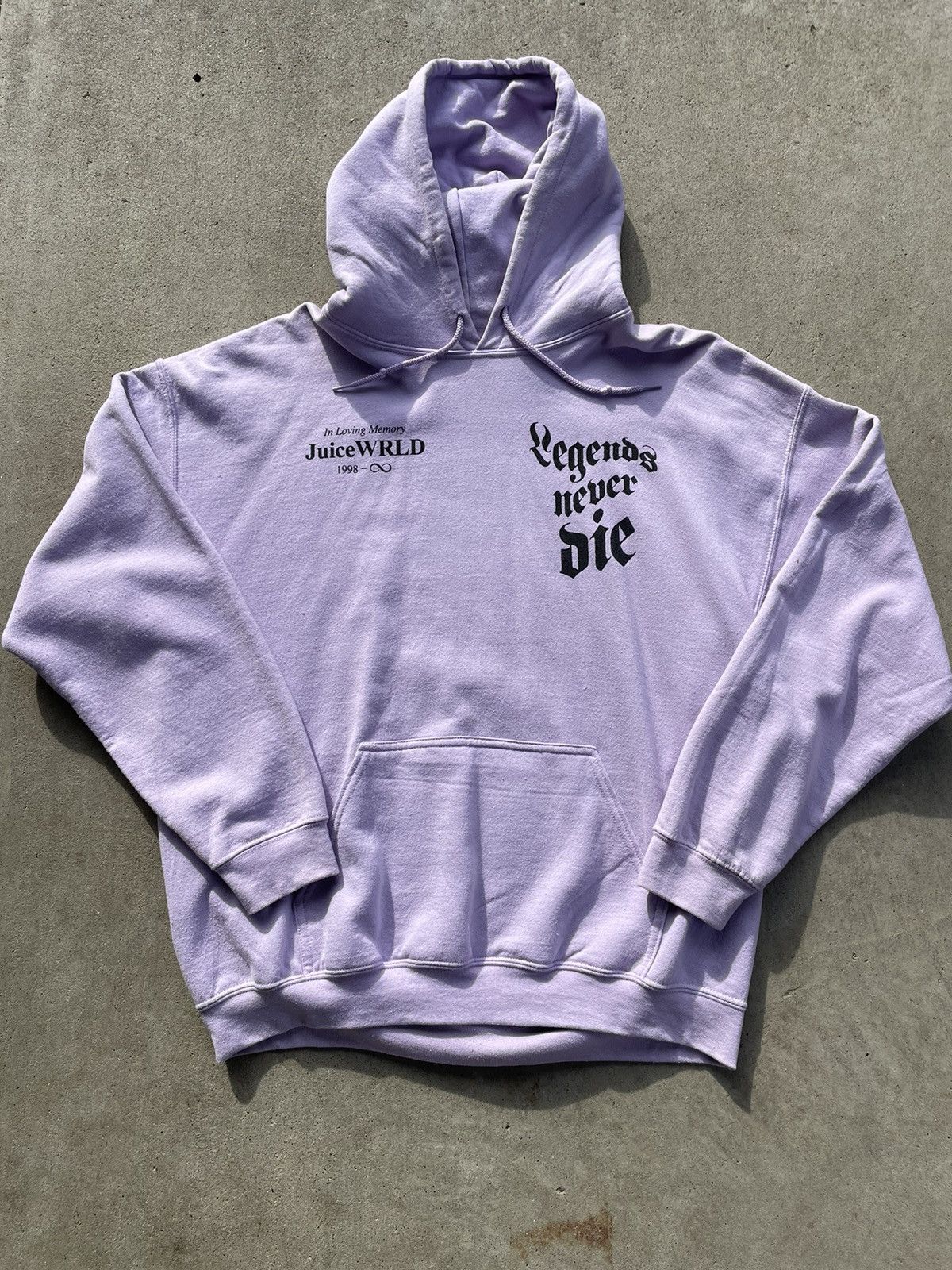 image of 999 Club Juice Wrld ‘In Loving Memory’ Purple Hoodie, Men's (Size Large)