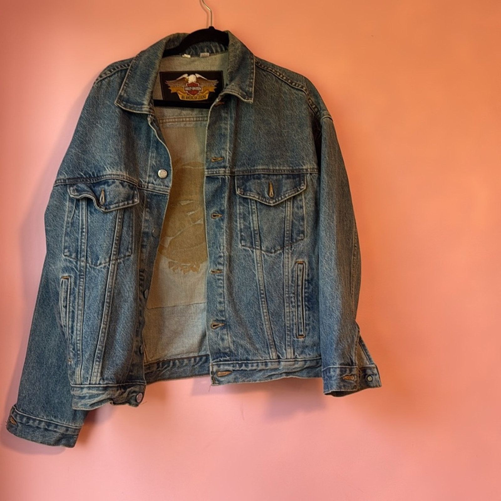 Harley Davidson Vintage Mens HARLEY DAVIDSON Stamped Denim Jacket XL Size US XL / EU 56 / 4 - 4 Thumbnail