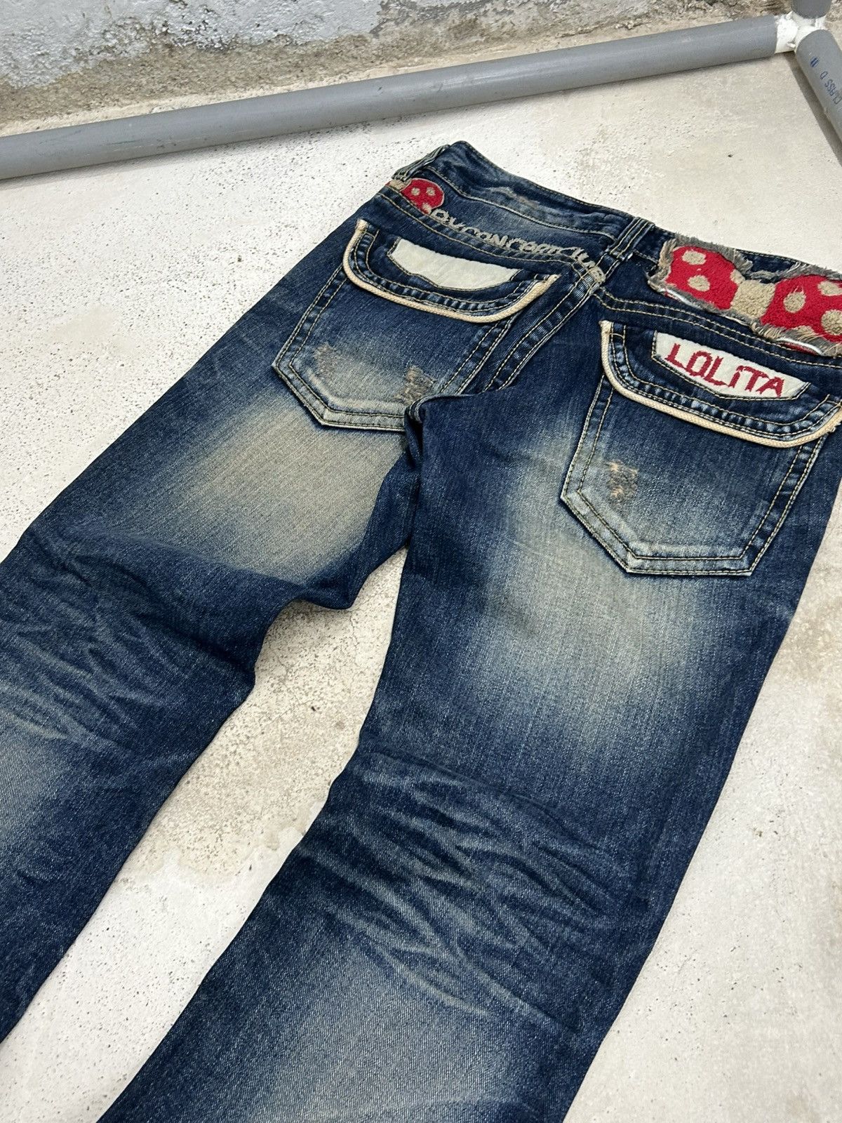 Japanese Brand Vintage Lolita X Yoshitomo Nara Patches Mud Washed Whisker Size US 29 - 14 Thumbnail