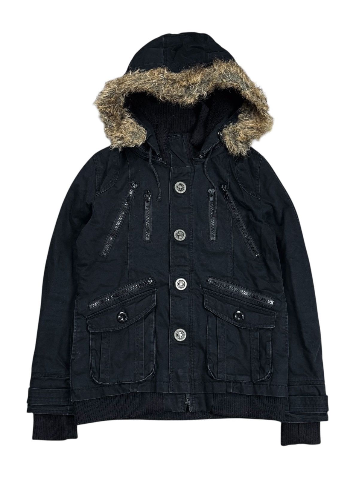 BUFFALO BOBS 2000s In The Attic - Fur Hoodie Cargo Jacket Size US M / EU 48-50 / 2 - 1 Thumbnail