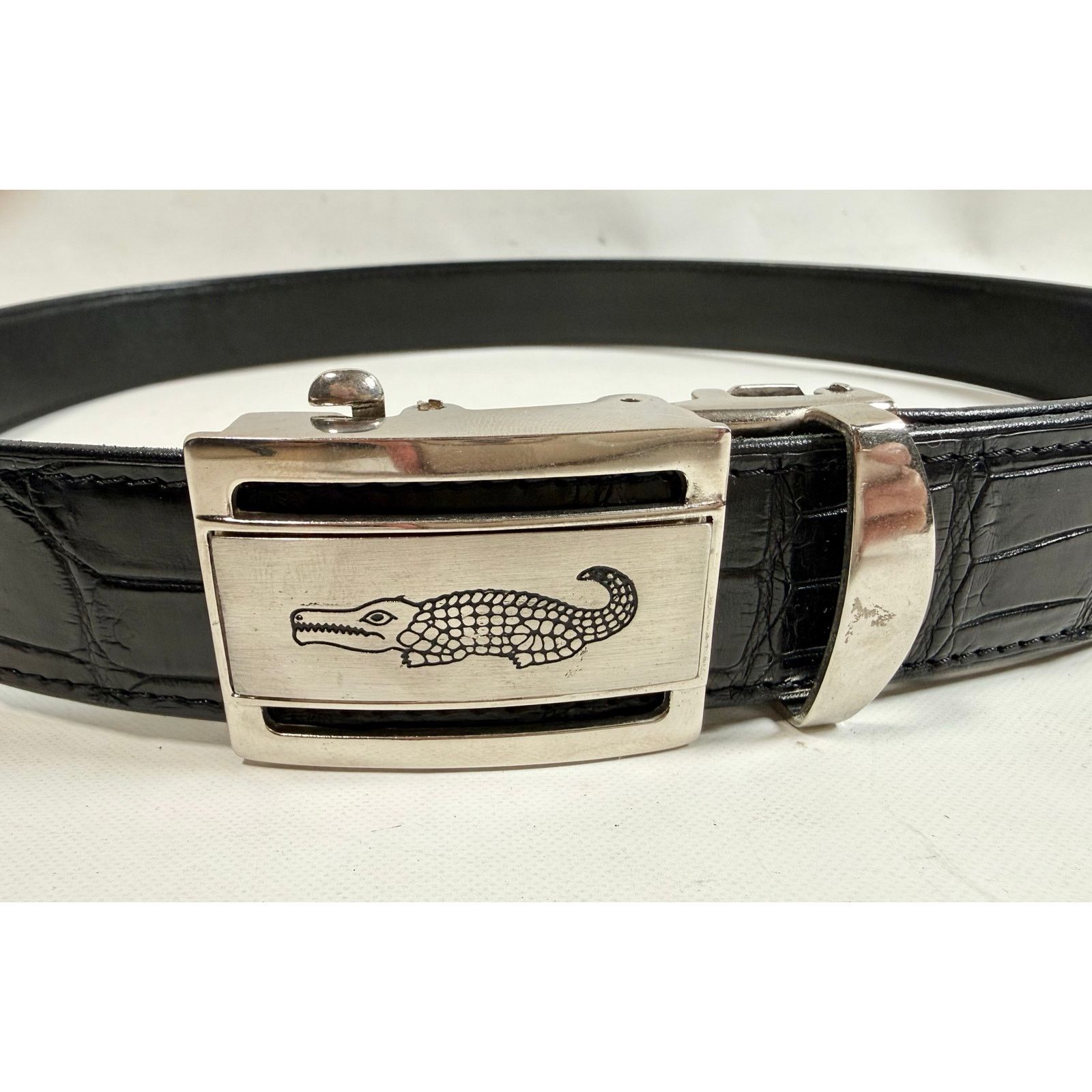 Vintage NWOT Auto Locking Crocodile Belly Skin Belt size 46 Size 46 - 3 Thumbnail