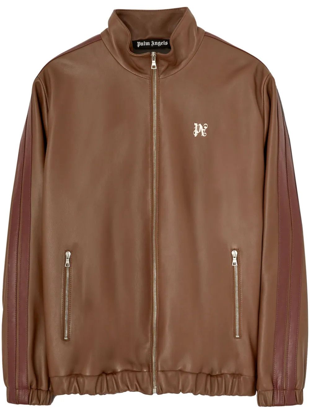 Palm Angels o1y0325 Logo Leather Jacket in Brown Size US M / EU 48-50 / 2 - 1 Thumbnail