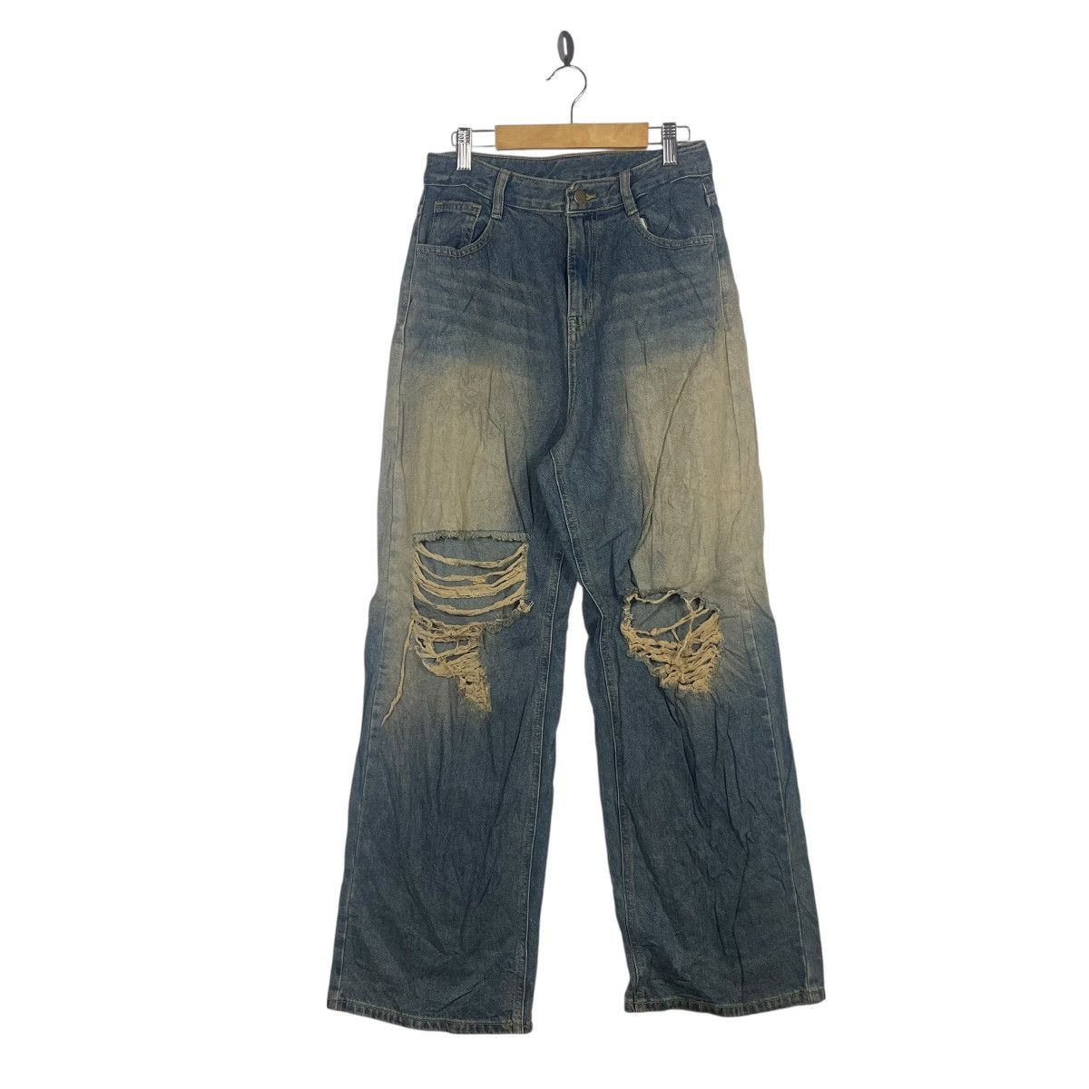 Forever 21 Vintage FOREVER 21 Distressed Wide Leg Denim Jeans Washed Size 26" / US 2 / IT 38 - 1 Thumbnail