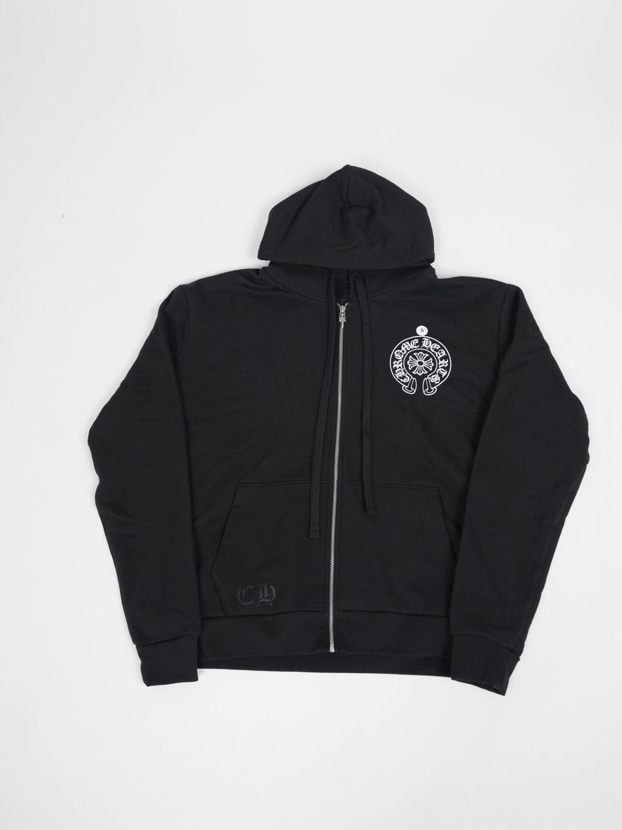 image of Chrome Hearts Los Angeles Horseshoe Zip Up Hoodie in Black, Men's (Size Small)