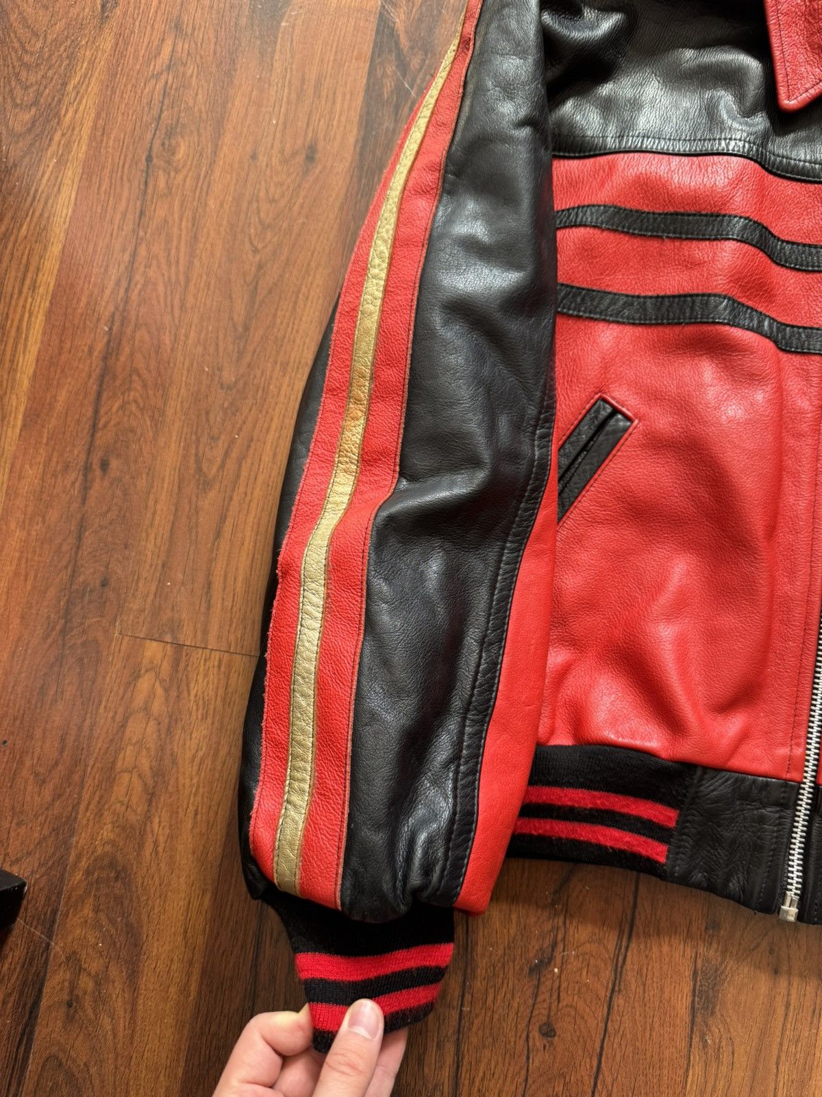 Leather Vintage Genuine Real Leather Jacket High Quality Rock Punk Size US XL / EU 56 / 4 - 5 Thumbnail