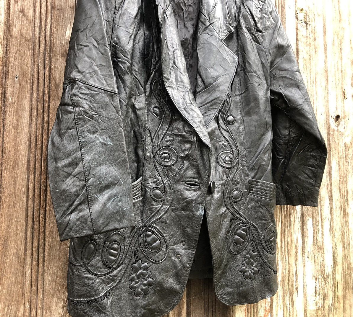 Designer × Vintage Vintage Unbranded Double Collar Leather Jacket Size ONE SIZE - 8 Thumbnail