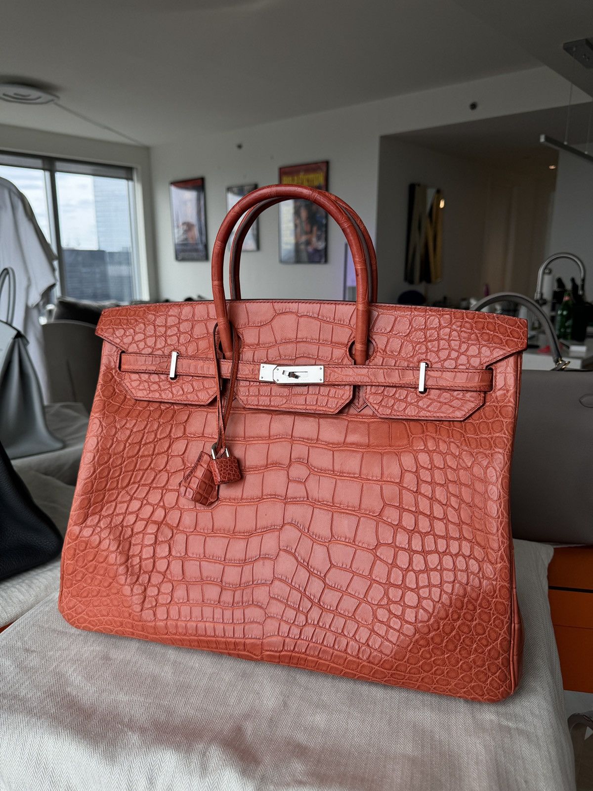 image of Exotic Hermes Birkin 40Cm Orange Croc, Women's