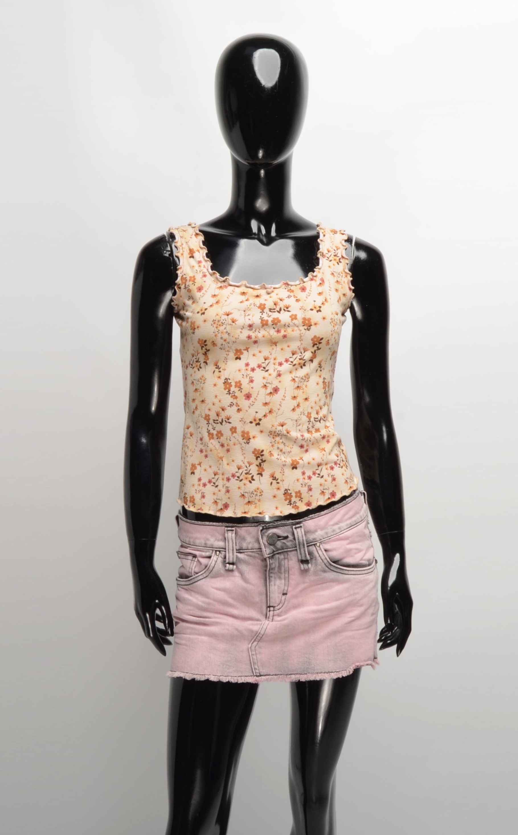 Vintage Vintage Y2K Cute Fishbone Flower Print Mesh Top Size M / US 6-8 / IT 42-44 - 1 Thumbnail