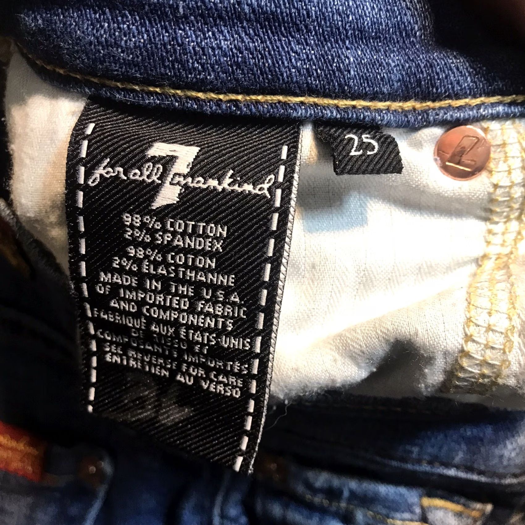 7 For All Mankind VINTAGE 7 For All Mankind Jeans Womens High Waist Skinny Distressed Blue 28 Inseam 90s Bohemian Womens Jeans Size 26" / US 2 / IT 38 - 7 Thumbnail