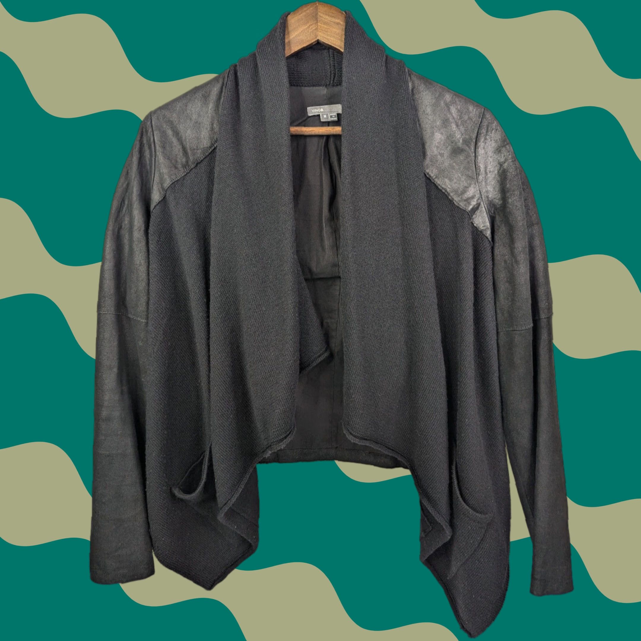 Vince Vince Wrap Suede Wool Drape Jacket Open Front Cardigan Black Womens Size Medium Size M / US 6-8 / IT 42-44 - 1 Thumbnail