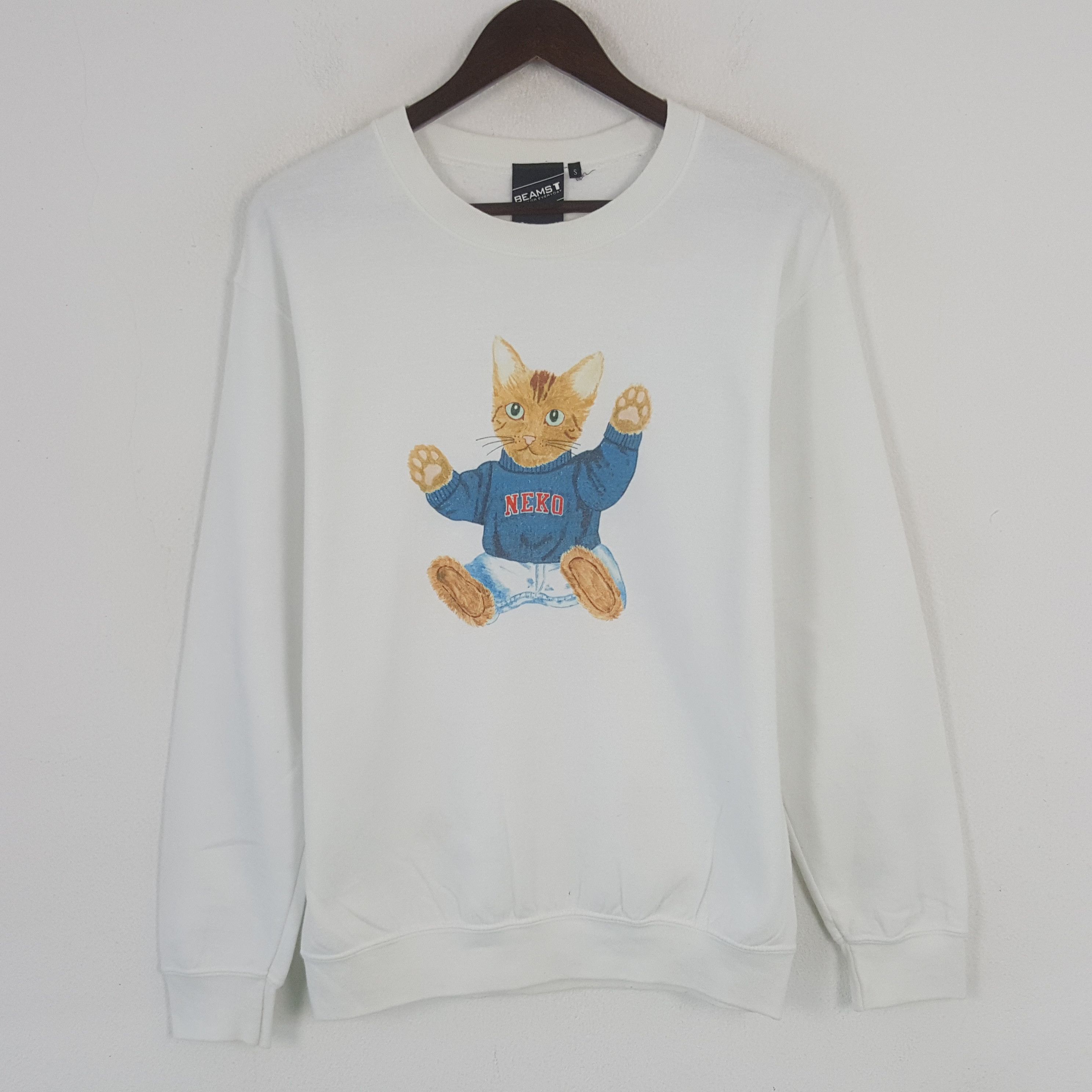 Beams Plus × Japanese Brand × Vintage Vintage Beams Neko Cat Sweatshirt Size US S / EU 44-46 / 1 - 1 Thumbnail