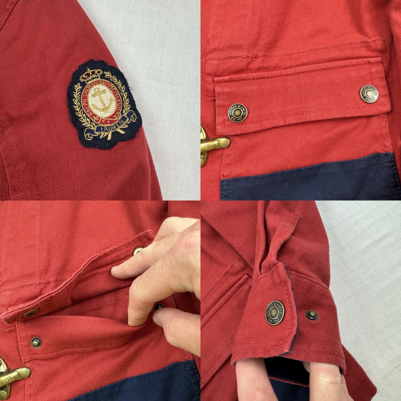 Vintage VINTAGE Lauren Jeans Co. Fireman Jacket Womens Large Red Zip 90s Classic Y2K Size 36" / US 14 / IT 50 - 8 Thumbnail
