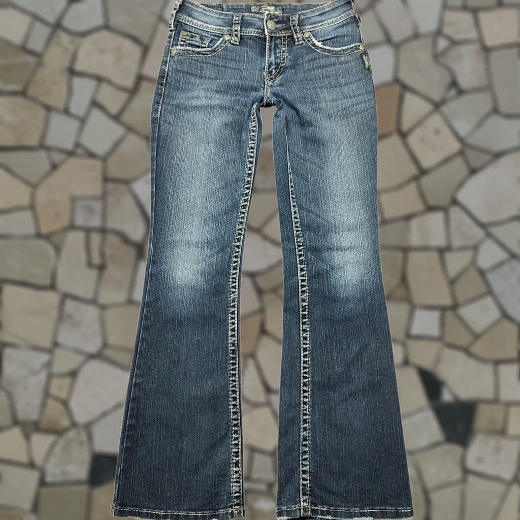 Vintage Silver Jeans Womens Bootcut Denim Jeans Blue Button Flap Tag 26 x 31 Inseam Size 26" / US 2 / IT 38 - 1 Thumbnail
