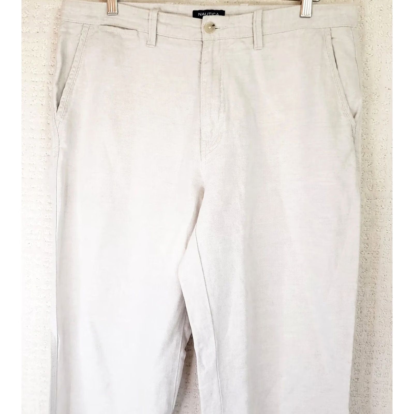 Nautica Nautica Pants Beige Linen Regular Straight 36x32 Men’s Flat Front Size US 36 / EU 52 - 2 Thumbnail