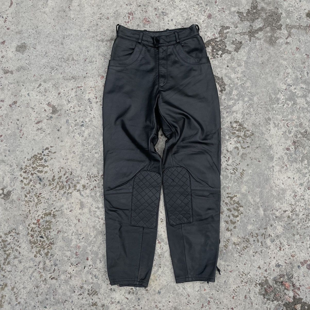 image of Moto Pants 27 Real Leather 90's Usa Y2K in Black, Men's