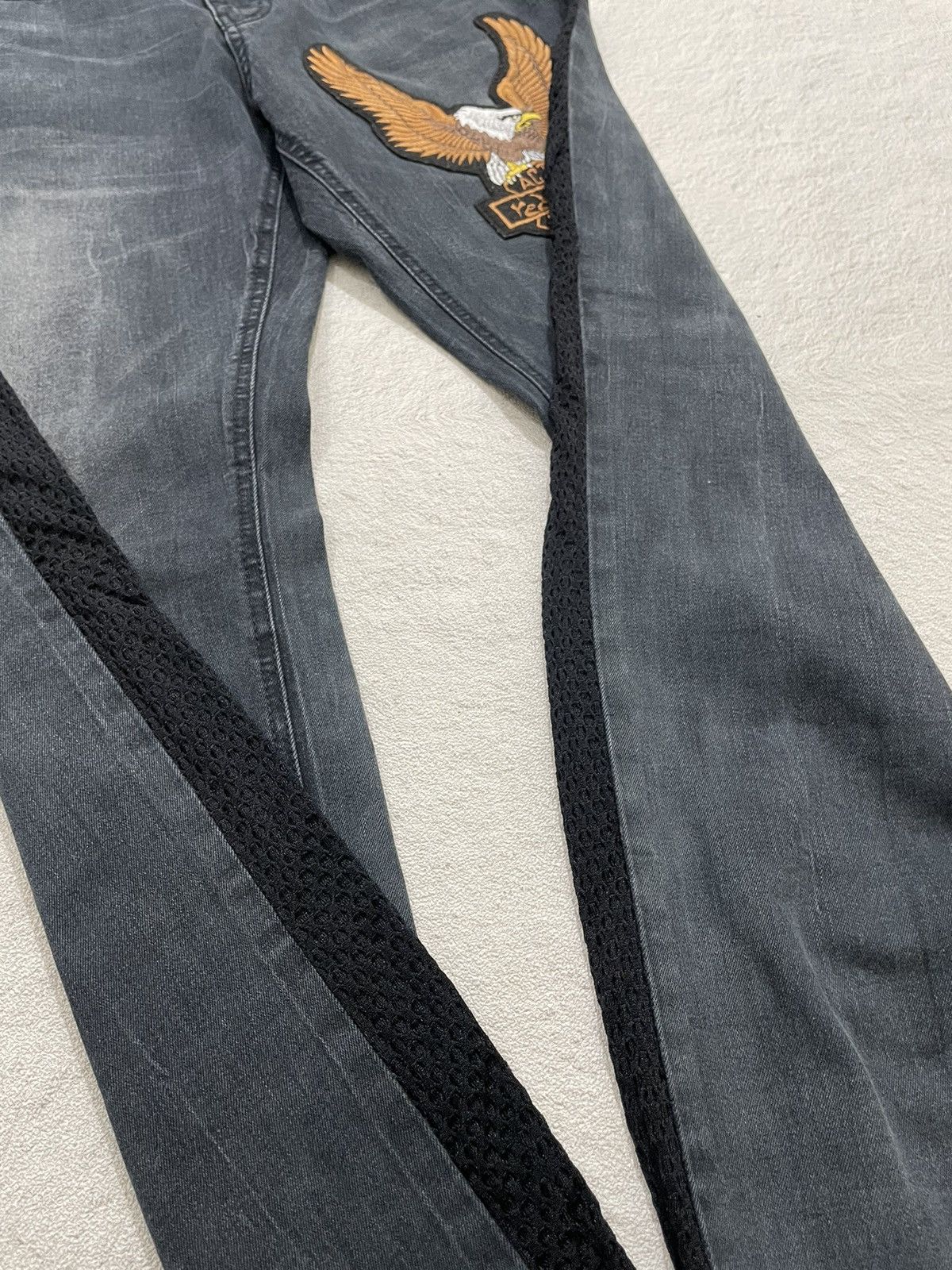 Japanese Brand 00s Jambangee Studed Denim Embroidered Skull Wash Jeans Y2K Size US 35 - 12 Thumbnail